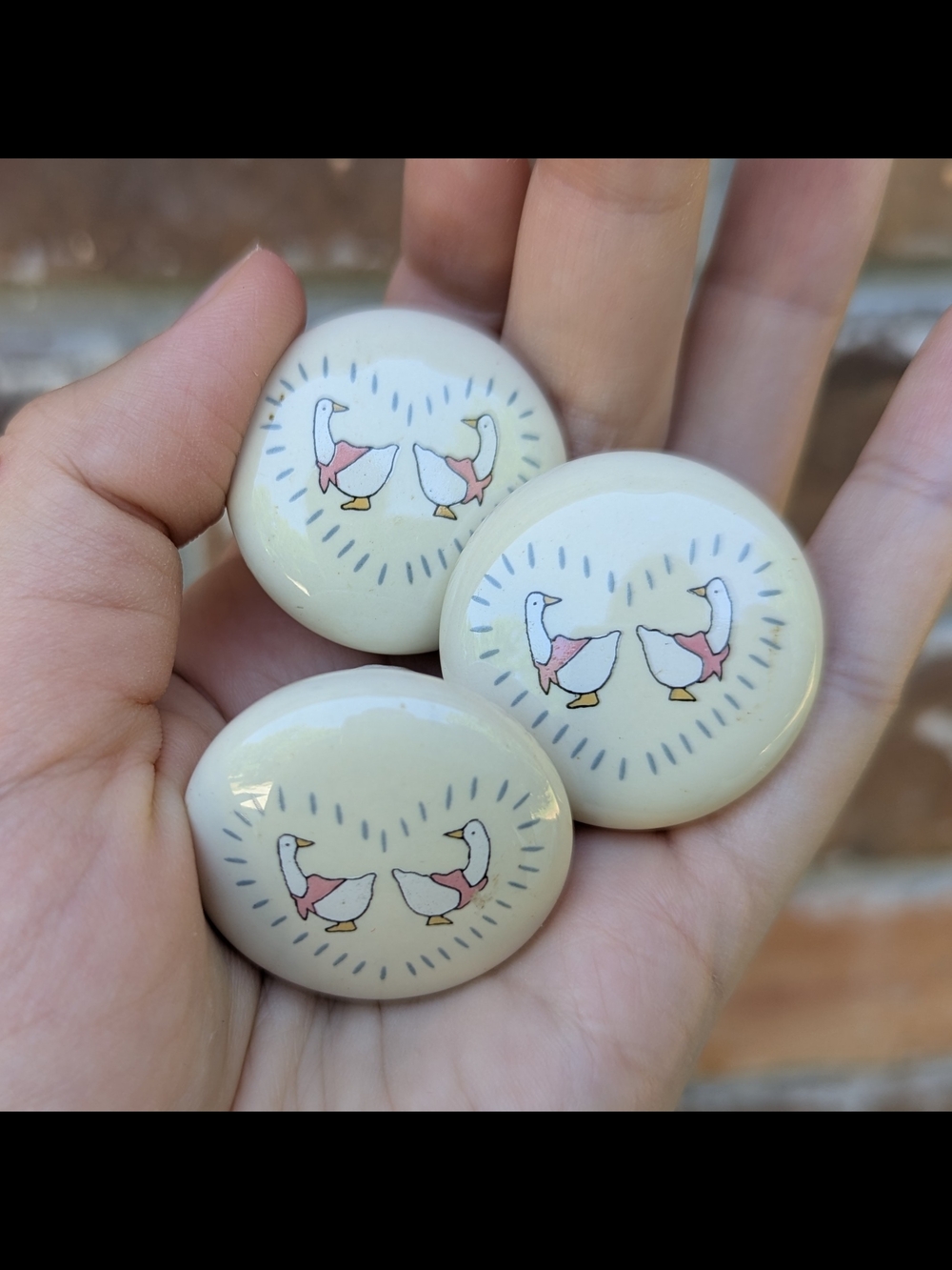 18 Country Goose Couple Heart Drawer Pulls Cabinet Knobs 90s VTG Whimsical Rare